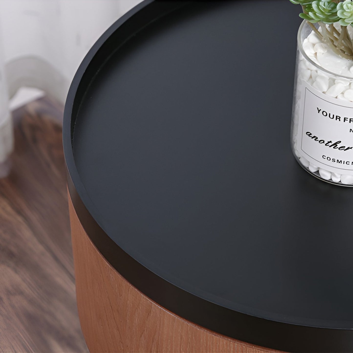 Minimalist Round Coffee Side Table with Storage