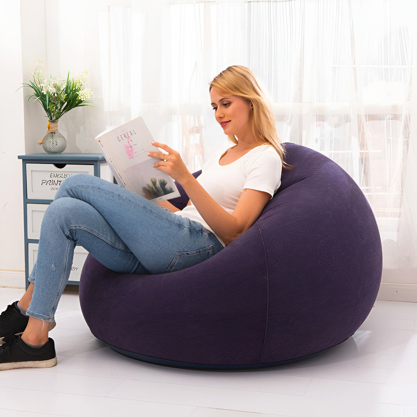 Inflatable Bean Bag Puff Sofa Chair